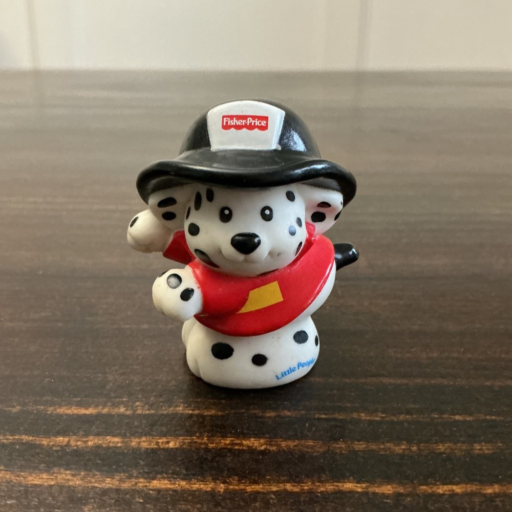 Fisher-Price Little People Dalmatian Fire Dog Figure Firefighter Helmet 2001